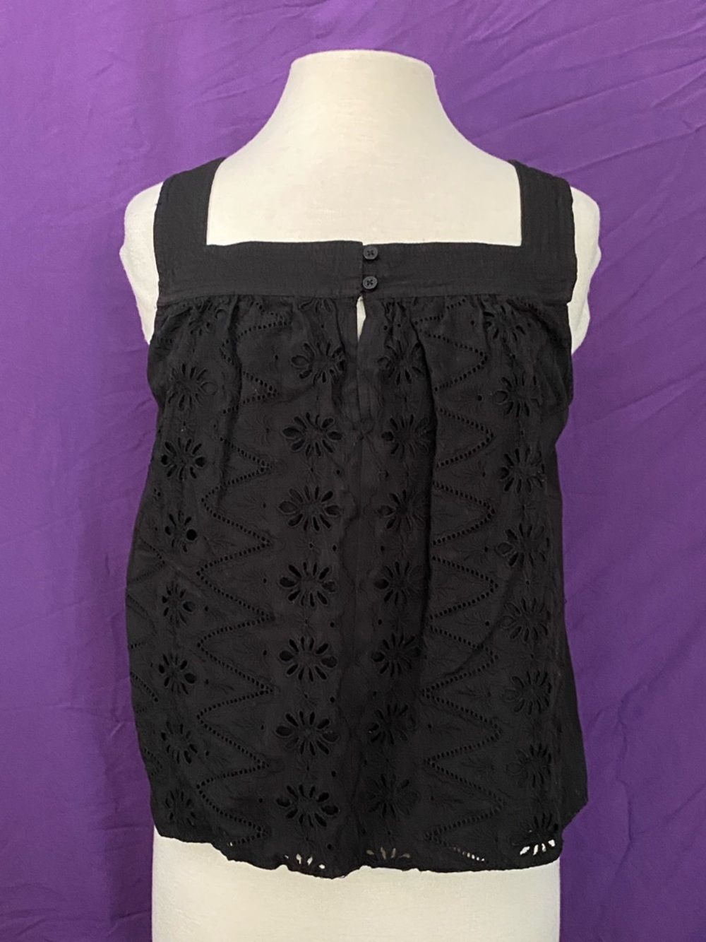 RACHEL Rachel Roy Black Eyelet Square-Neck Camisole. Size XL.